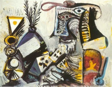Homme aux cartes 1971 cubisme Pablo Picasso Peinture à l'huile